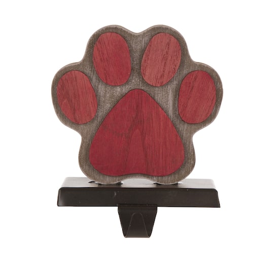 Glitzhome® 6.3" Red & Brown Paw Stocking Holder | 5.31" x 3.94" x 6.3" | Michaels®